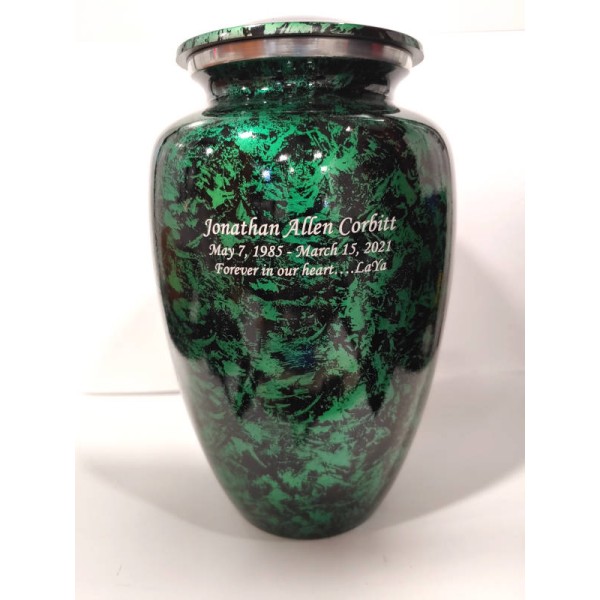 green cremation urn on sale