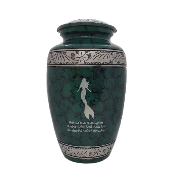 Emerald Green Mermaid Cremation Urn for Ashes, Adult Human Size  