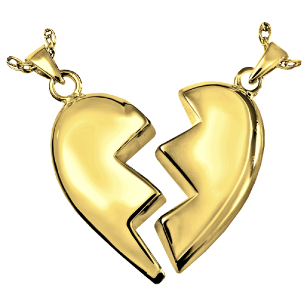 gold Broken Heart Cremation Jewelry