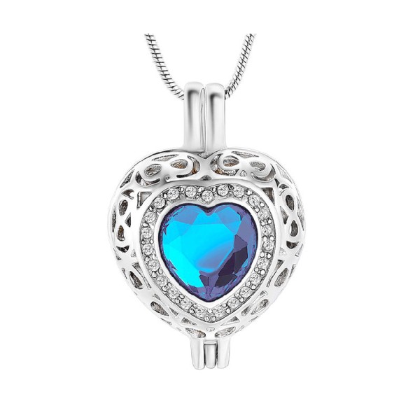 December Birthstone Heart Urn Locket for Cremated Ashes