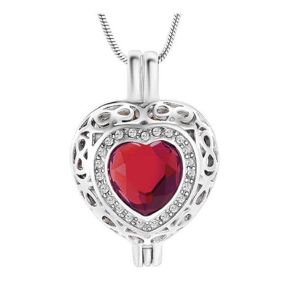 January Birthstone Heart Locket for Cremains