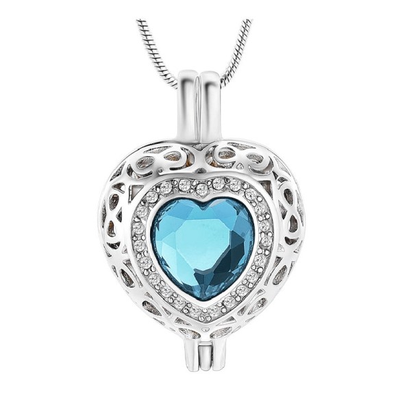 March Birth Stone Heart Cremains Locket