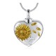 Gold Sunflower Cremation Heart Urn Necklace