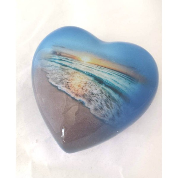 beach scene Small Heart Urn for Ashes