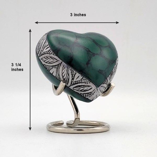Green Heart Cremation Urn - Holds Small Portions of Ash Green Heart Urn - Holds Small Portions of Ash