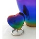 Rainbow Small Heart Urn for Ashes, blue, purple, green