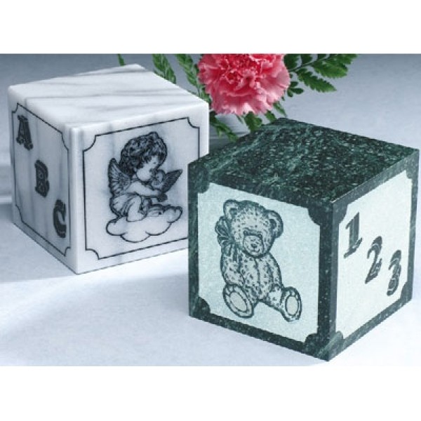 marble baby block urn for infant