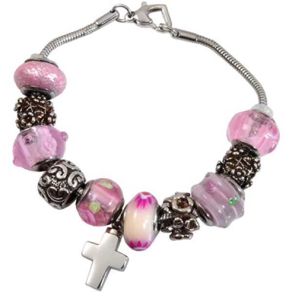 Pink Bead Cremation Urn Bracelet