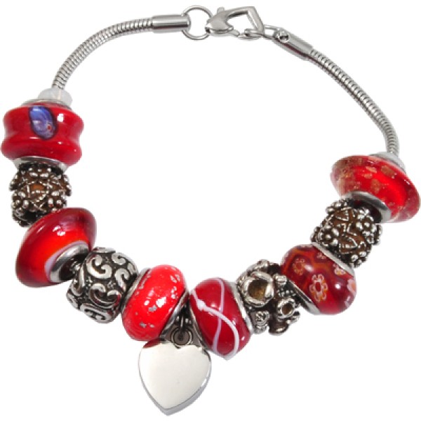 Red Beaded Cremation Urn Bracelet