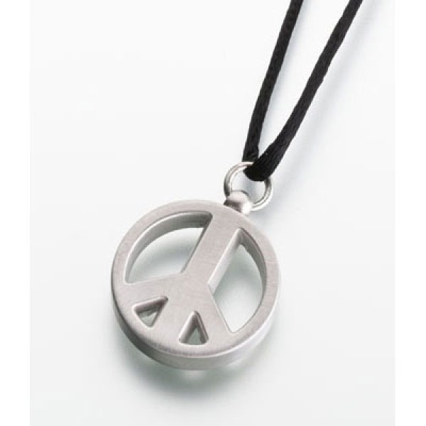 Silver Peace Sign Keepsake Cremation Necklace