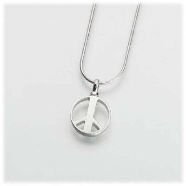 Silver Peace Sign Cremation Jewelry 