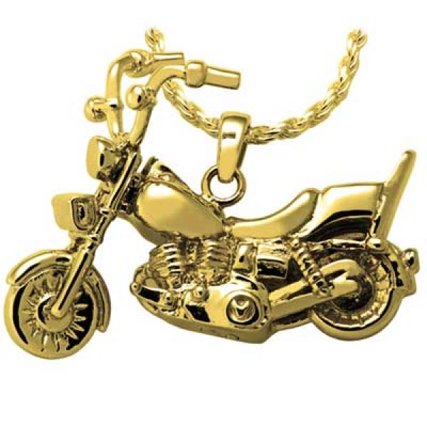 Gold Motorcycle Memorial Cremation Jewelry