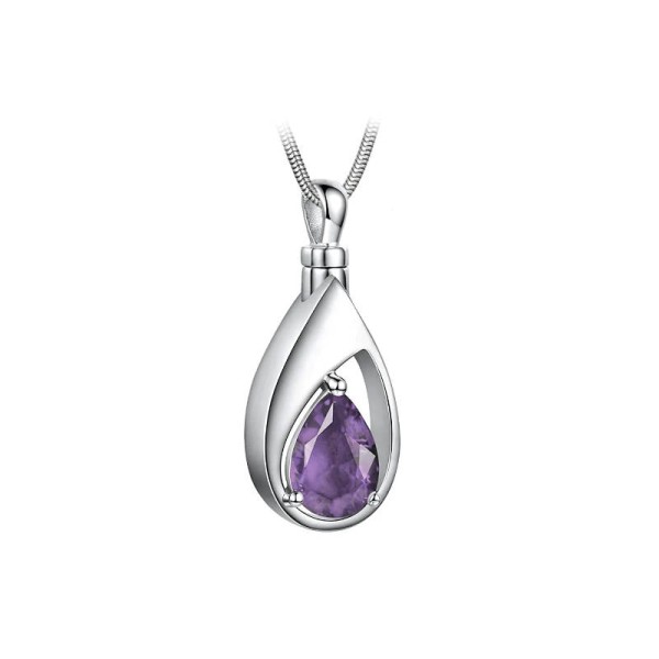 June Purple Birthstone Teardrop Cremation Jewelry Necklace June Purple Birthstone Teardrop Cremation Jewelry