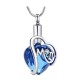 Mom or Dad Urn Necklace- Heart Shape Blue Crystal