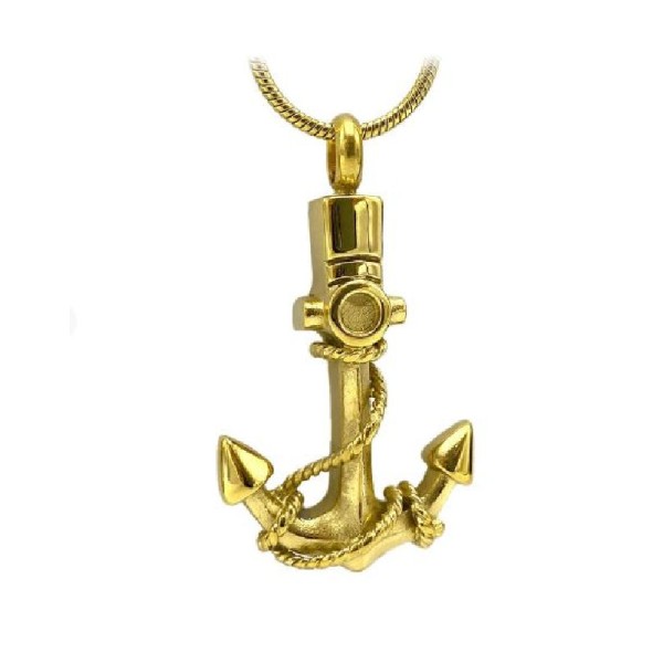 Gold Tone Anchor Necklace for Ashes