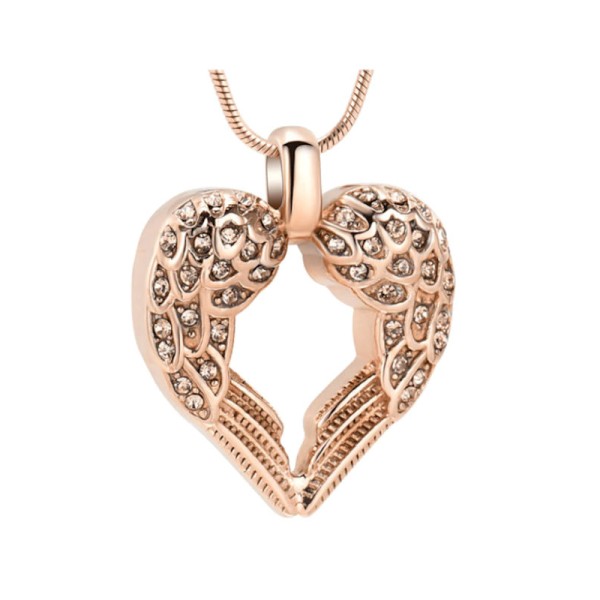 Rose Gold Angel Wings Cremation Urn Necklace for Ashes Rose Gold Angel Wings Urn Necklace for Ashes