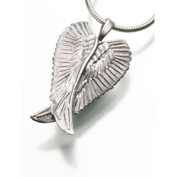 Silver Angel Wings Urn Pendant Necklace