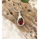 Red January Birthstone teardrop Necklace for Ashes