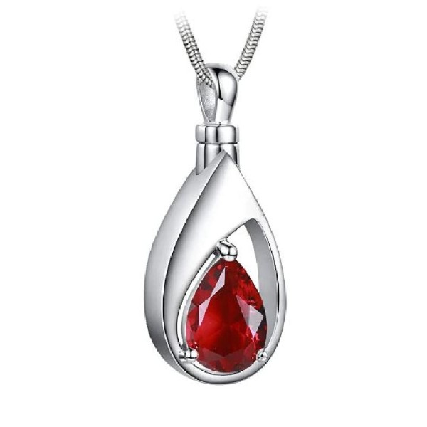 Ruby red birthstone cremation pendant