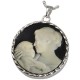 Silver & Black "Mother and Child" Cameo Cremation Pendant