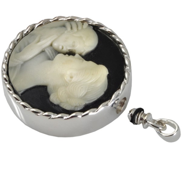 Silver & Black "Mother and Child" Cameo Cremation Pendant Silver & Black "Mother and Child" Cameo Cremation Pendant