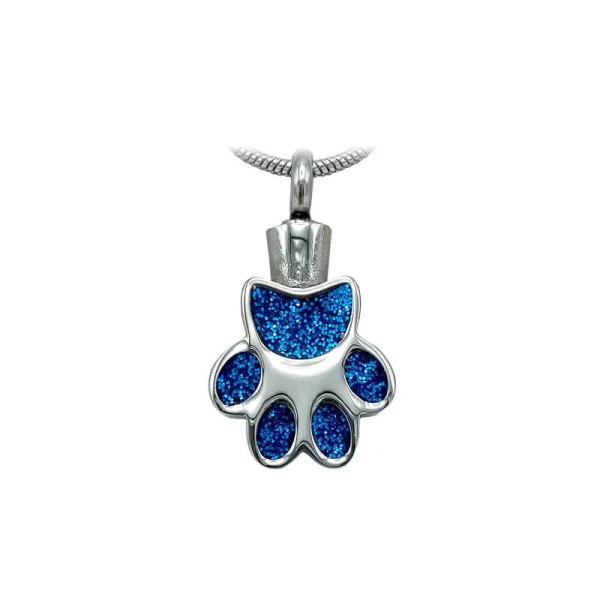 Blue Glitter Dog Paw Print Cremation Ash Pendant Blue Glitter Dog Paw Print Ash Pendant