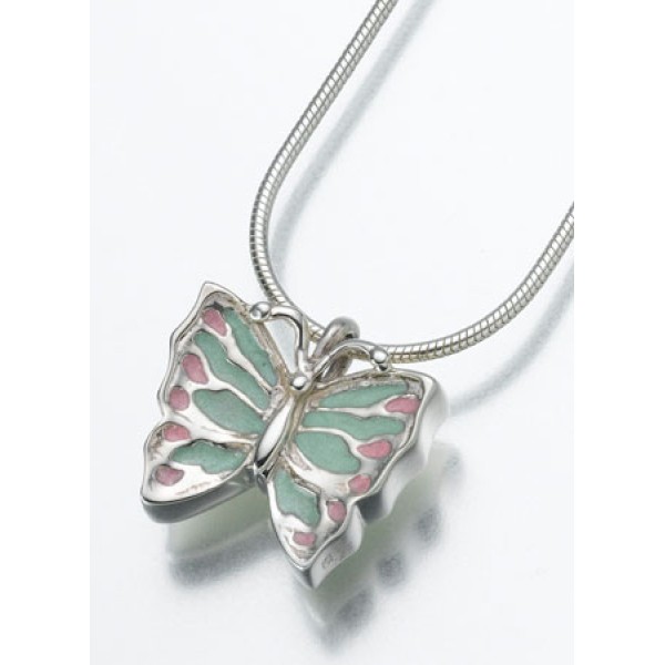 Sterling Silver Butterfly Urn Pendant Necklace