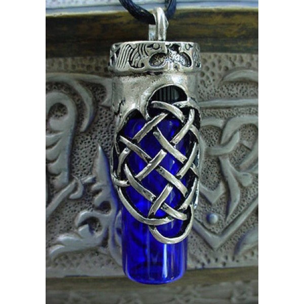 Celtic Knot Cobalt Blue Glass Keepsake Urn