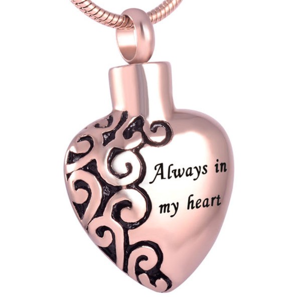 rose gold heart shape urn jewelry