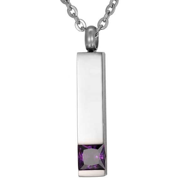 Cremation Urn Pendant Purple Stone- February Birth Stone