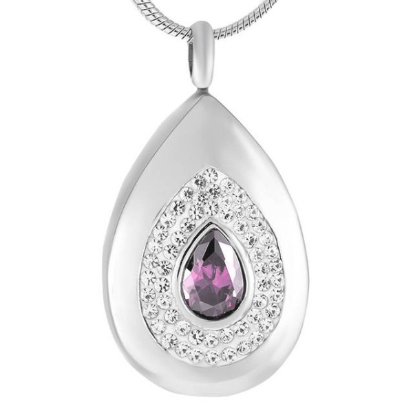 Light Purple Tear Drop Cremation Jewelry