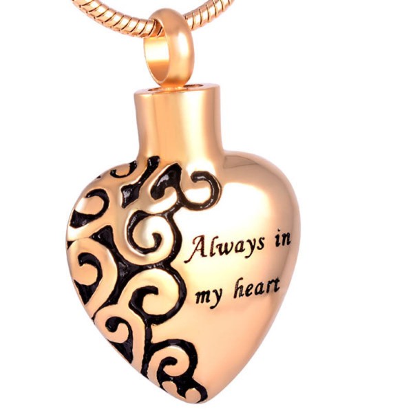 Always in My Heart Gold Urn Pendant