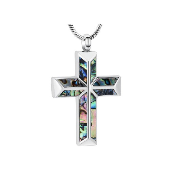 Christian Cross Jewelry for Ashes Mother of Pearl Christian Cross Jewelry for Ashes