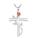 Cross With Rose Necklace for Ashes