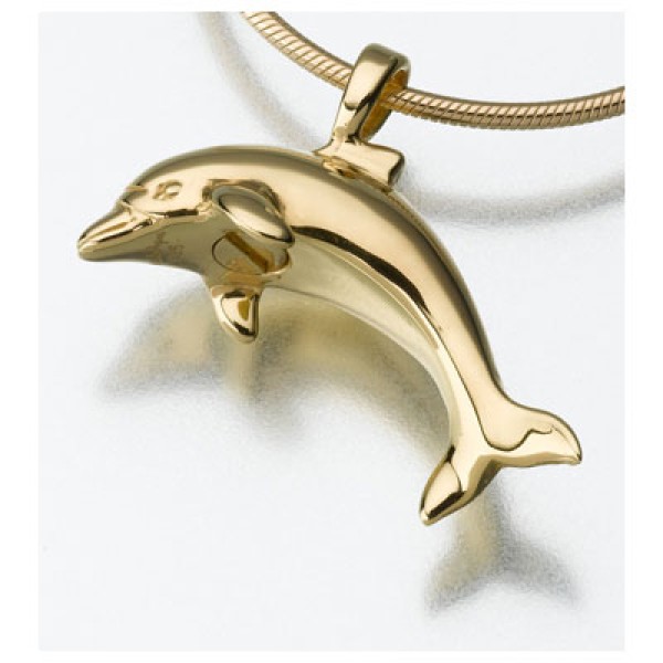 Gold Dolphin Cremation Urn Necklace