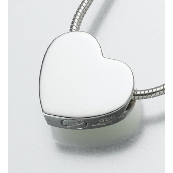Silver Heart Urn Necklace-Double Chamber 