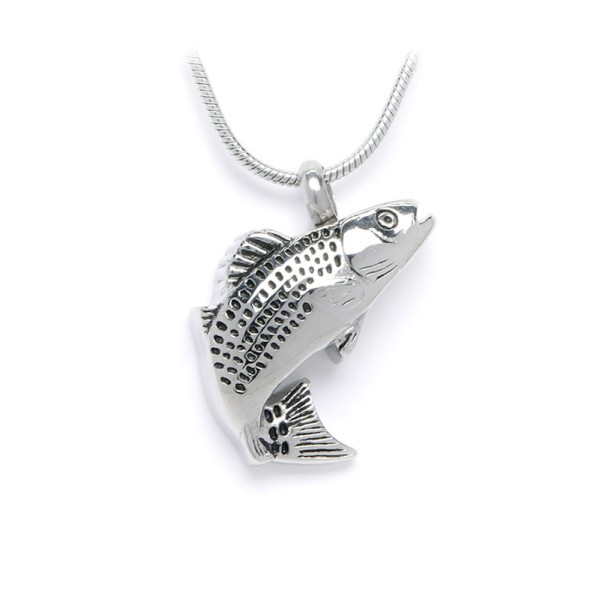  Silver Bass Fish Cremation Ash Necklace