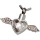 angel wing heart Stainless steel cremation pendants