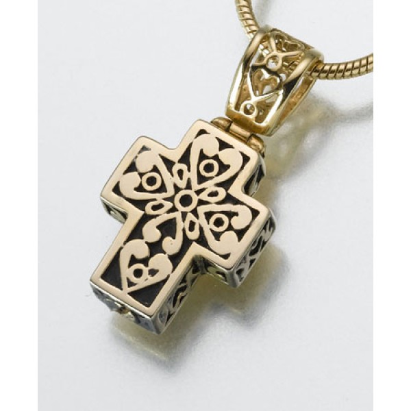 Gold Cross Urn Necklace Cremation Jewelry Gold Cross Urn Necklace