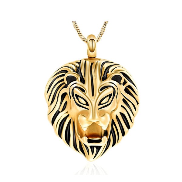 gold Lion Cremation Jewelry for Ashes