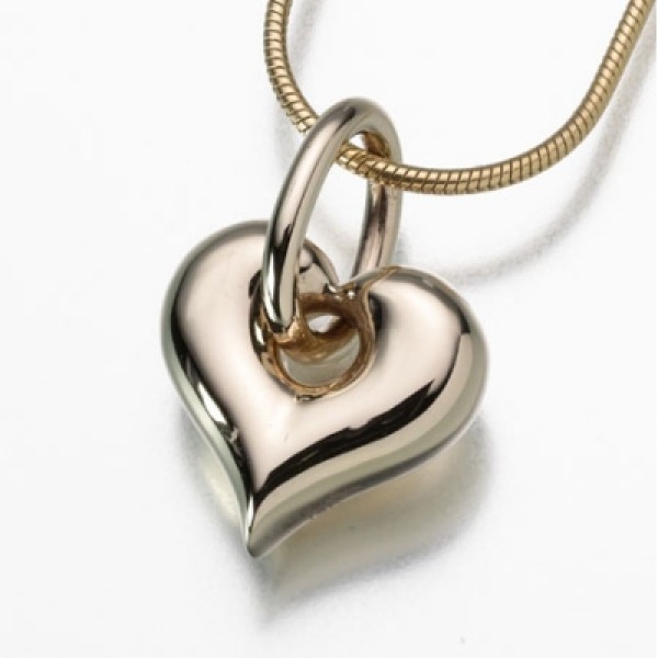 Gold Heart Urn Necklace for Cremains