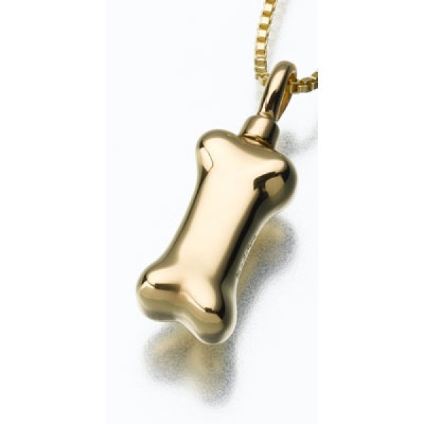 Gold Dog Bone Urn Pendant Necklace