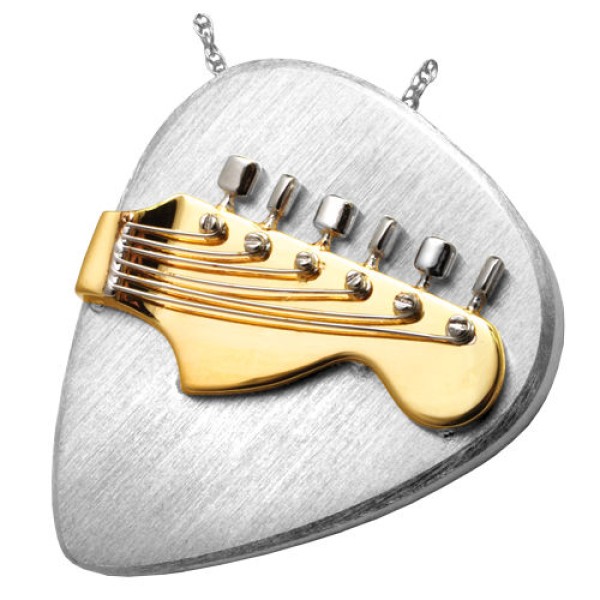 Gold Guitar Pick Cremation Urn Jewelry