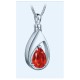 Red January Birthstone Necklace for Ashes, Teardrop Design