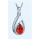 Red January Birthstone Necklace for Ashes, Teardrop Design Red January Birthstone Necklace for Ashes, Teardrop Design