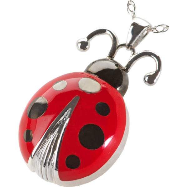 red Lady Bug Urn Pendant for Ashes