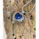 Heart Locket for Cremated Ashes, September Blue Birthstone 