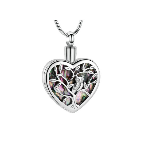 Mother of Pearl Heart Shape Owl Jewelry for Ashes