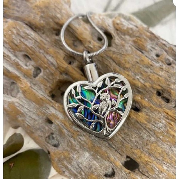 Owl Jewelry for Ashes Shimmering Mother of Pearl