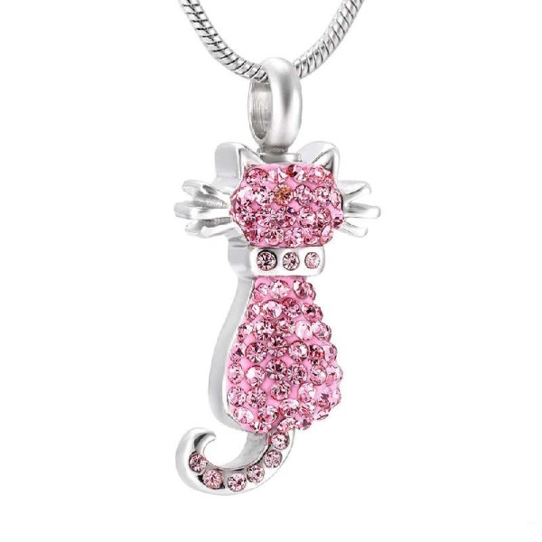 Pink Kitty Cat Urn Necklace 